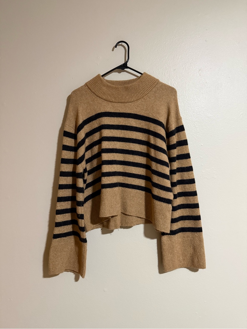 J. Crew Striped Sweater in Camel and Black Size Medium